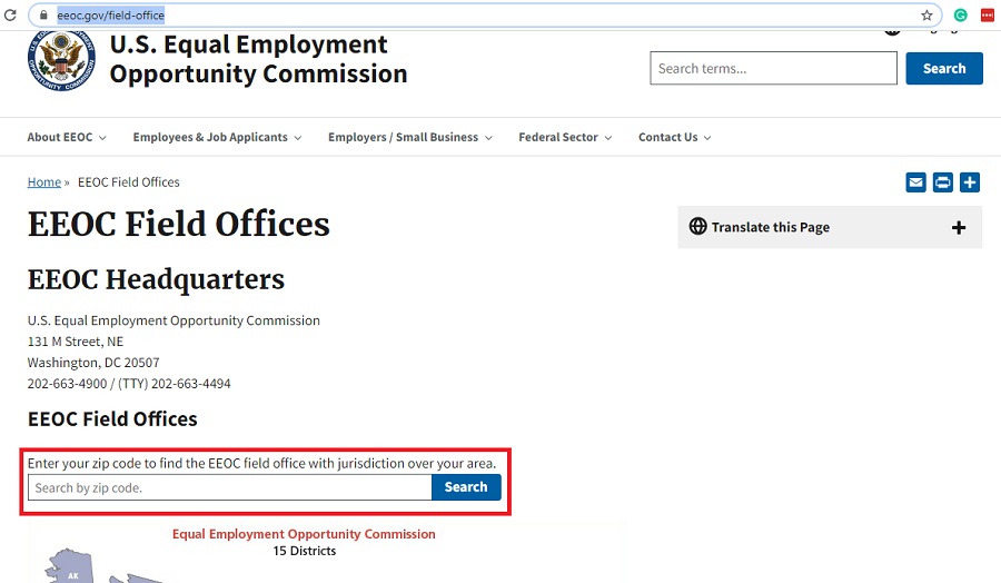 EEOC contact information - field offices