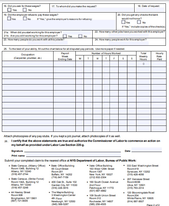 SAMPLE2 of a claim with the U.S Department of Labor