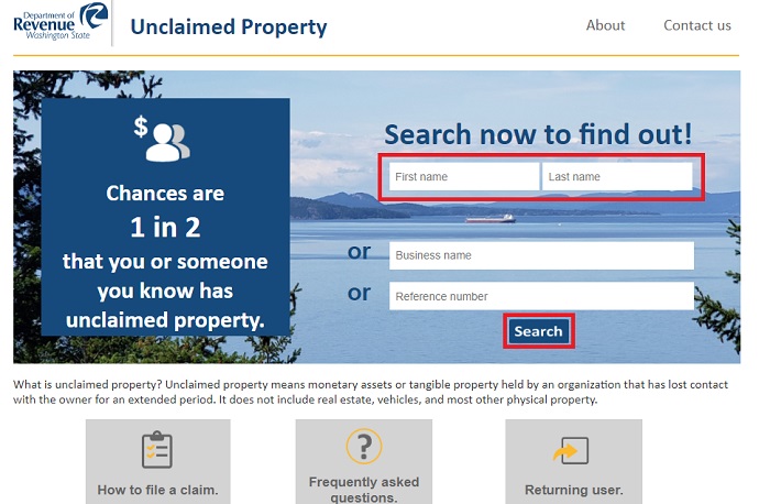 washington unclaimed property online finder NAUPA