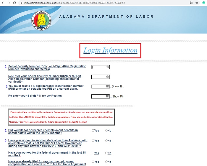 step 4 login for alabama unemployment benefits online