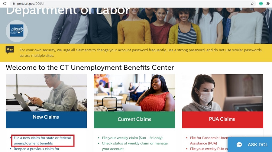 step 1 applying for unemployment benefits in connecticut