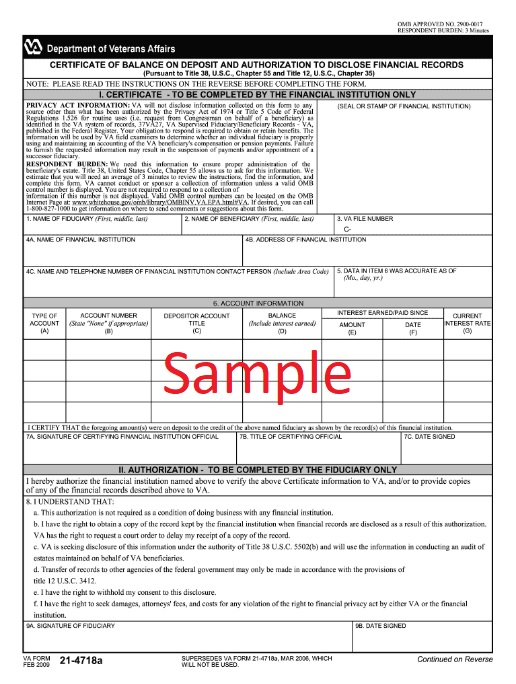 VA form 21-4718a